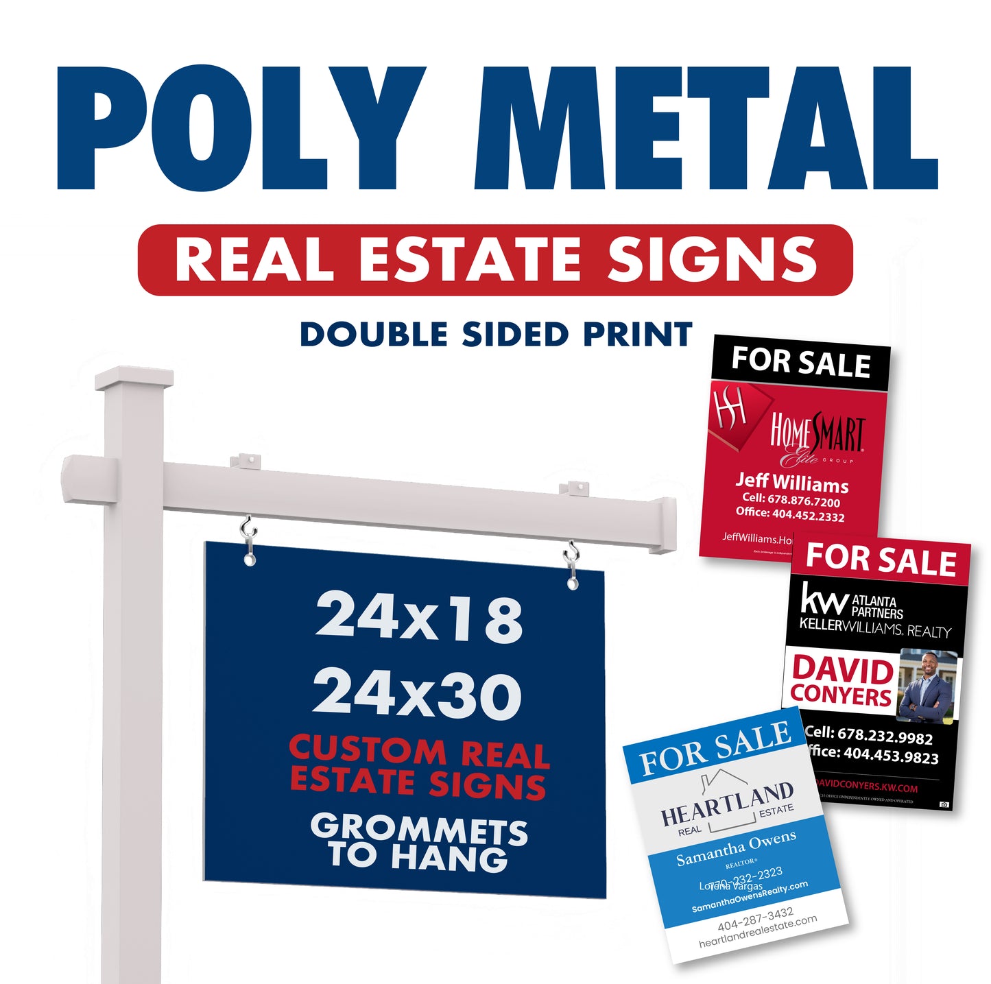 Custom Real Estate Signs, For Sale Signs, Open House Signs, GLOSSY Metal Signs, Poly Metal Signs