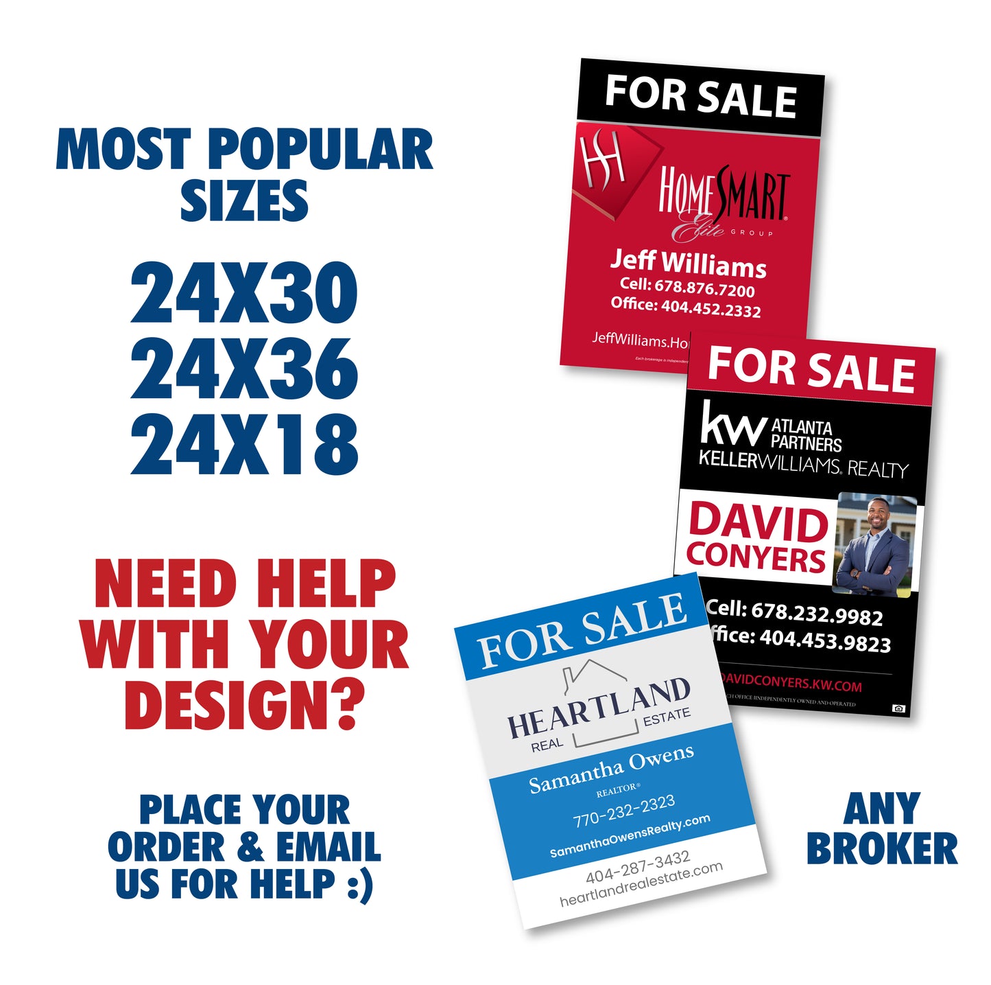 Custom Real Estate Signs, For Sale Signs, Open House Signs, GLOSSY Metal Signs, Poly Metal Signs