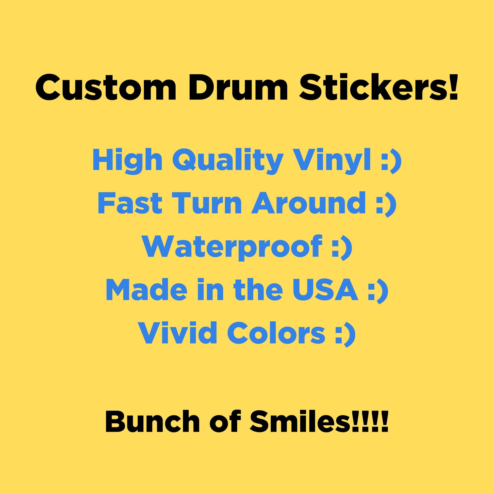 Custom Drum Sticker, Custom Drum Decal - Add Custom Image or Logo - Multiple Sizes - Waterproof! Fast Delivery