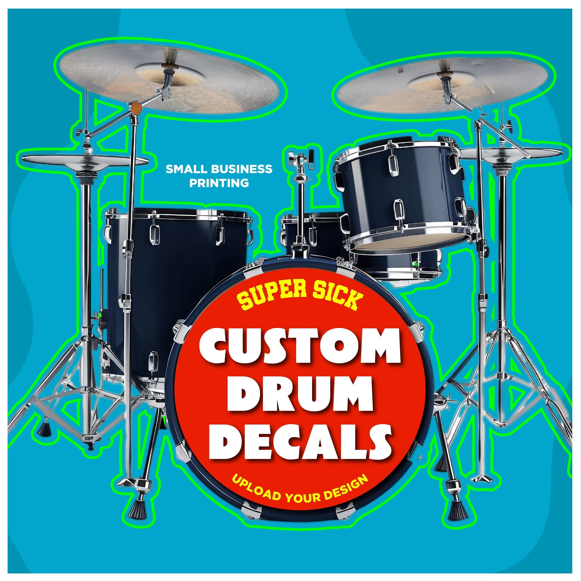Custom Drum Sticker, Custom Drum Decal - Add Custom Image or Logo - Multiple Sizes - Waterproof! Fast Delivery