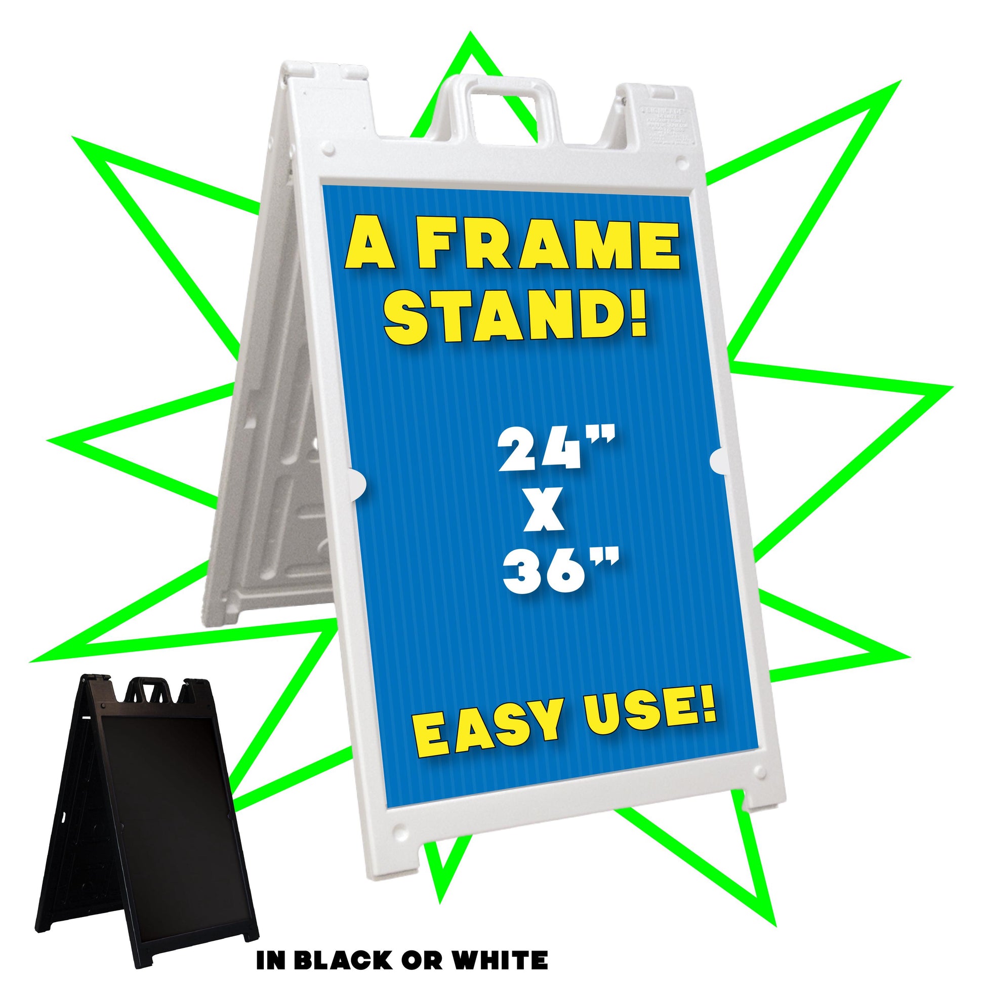 A Frame Stand, A-Frame Display, Promotional Sign, Business Sign, Side Walk Stand, Heavy Duty, Changable A-stands, Deluxe Signicade