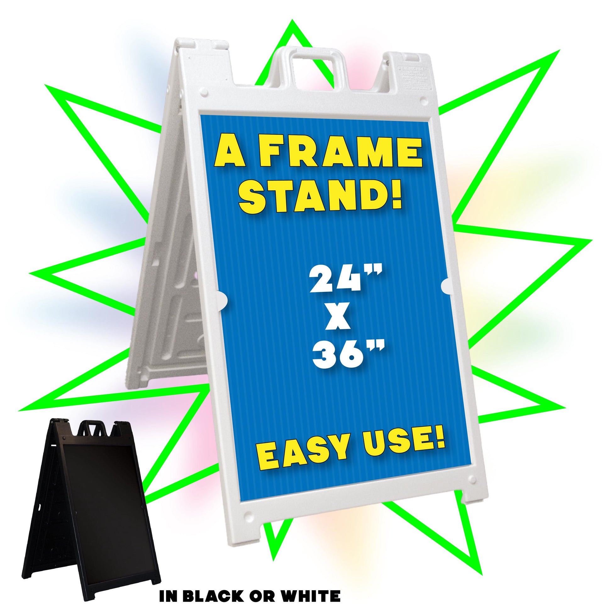 A Frame Stand, A-Frame Display, Promotional Sign, Business Sign, Side Walk Stand, Heavy Duty, Changable A-stands, Deluxe Signicade