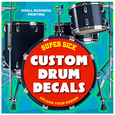 Custom Drum Sticker, Custom Drum Decal - Add Custom Image or Logo - Multiple Sizes - Waterproof! Fast Delivery