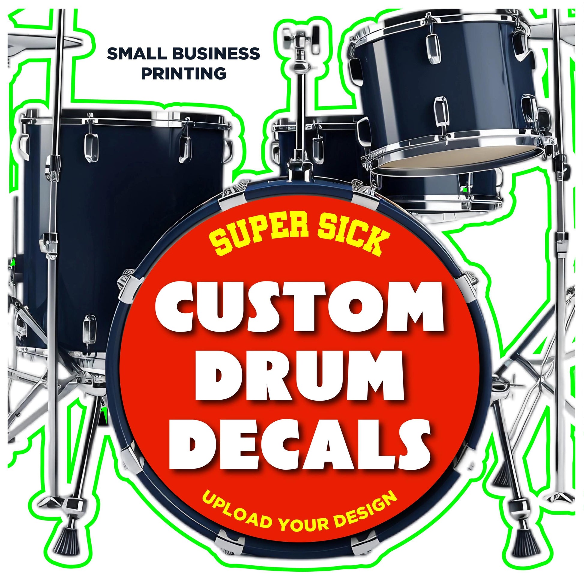 Custom Drum Sticker, Custom Drum Decal - Add Custom Image or Logo - Multiple Sizes - Waterproof! Fast Delivery