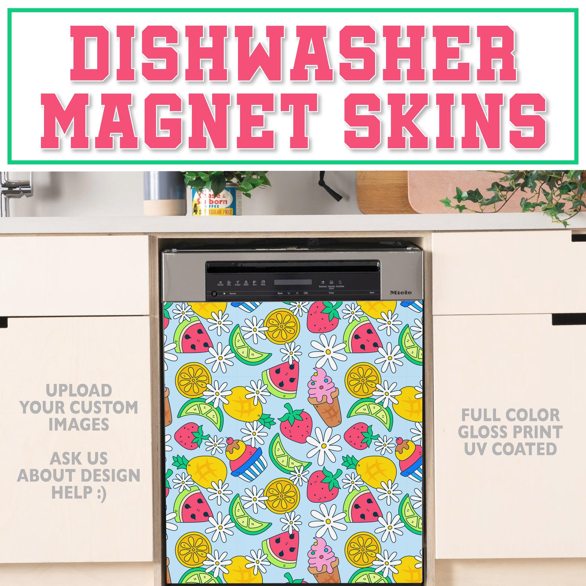 Custom Dishwasher Magnet Cover, High Gloss Kitchen Dishwasher Cover, Magnetic & Decal Vinyl, Kitchen Decor Custom