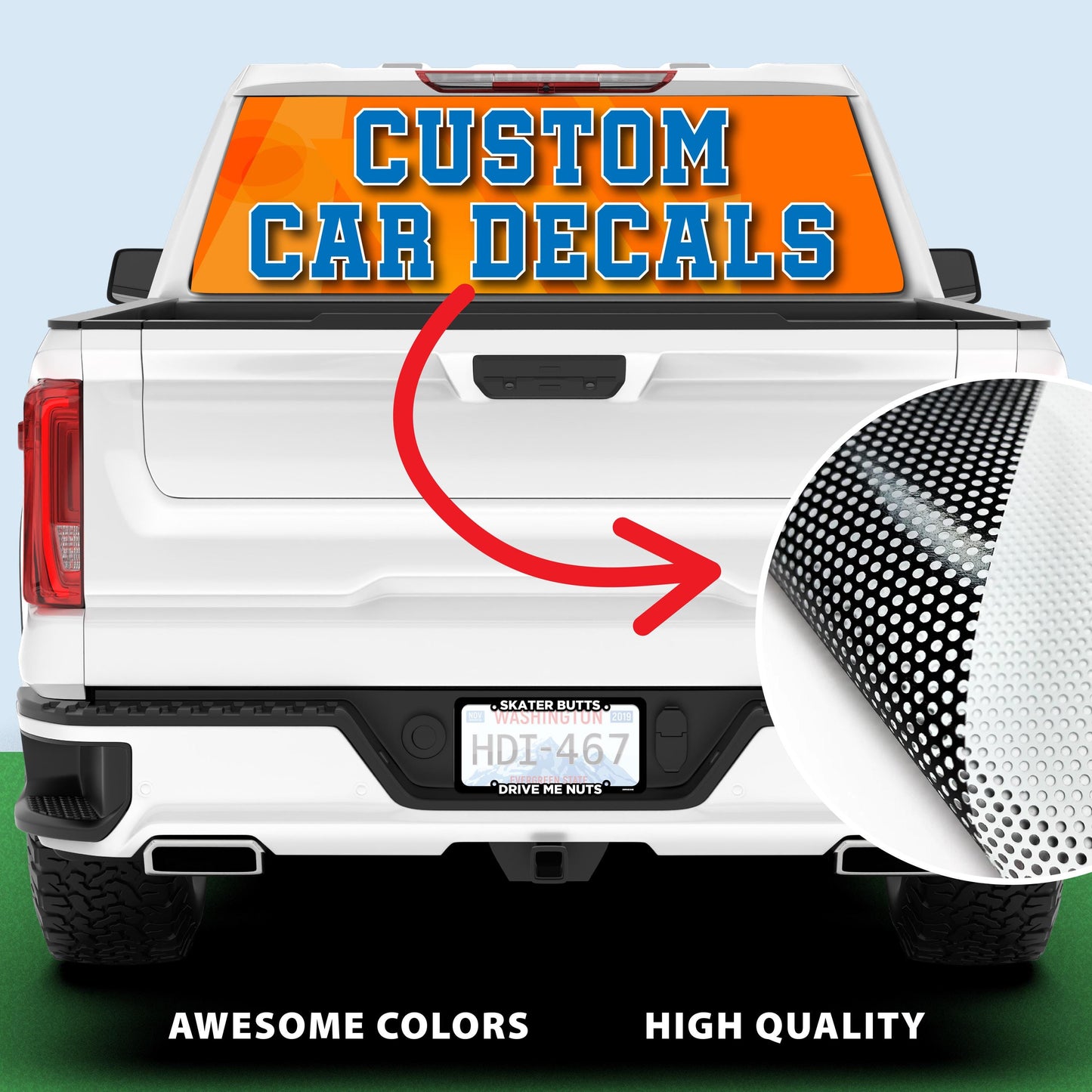 CAR Window Perforated Decal Vinyl - detail view