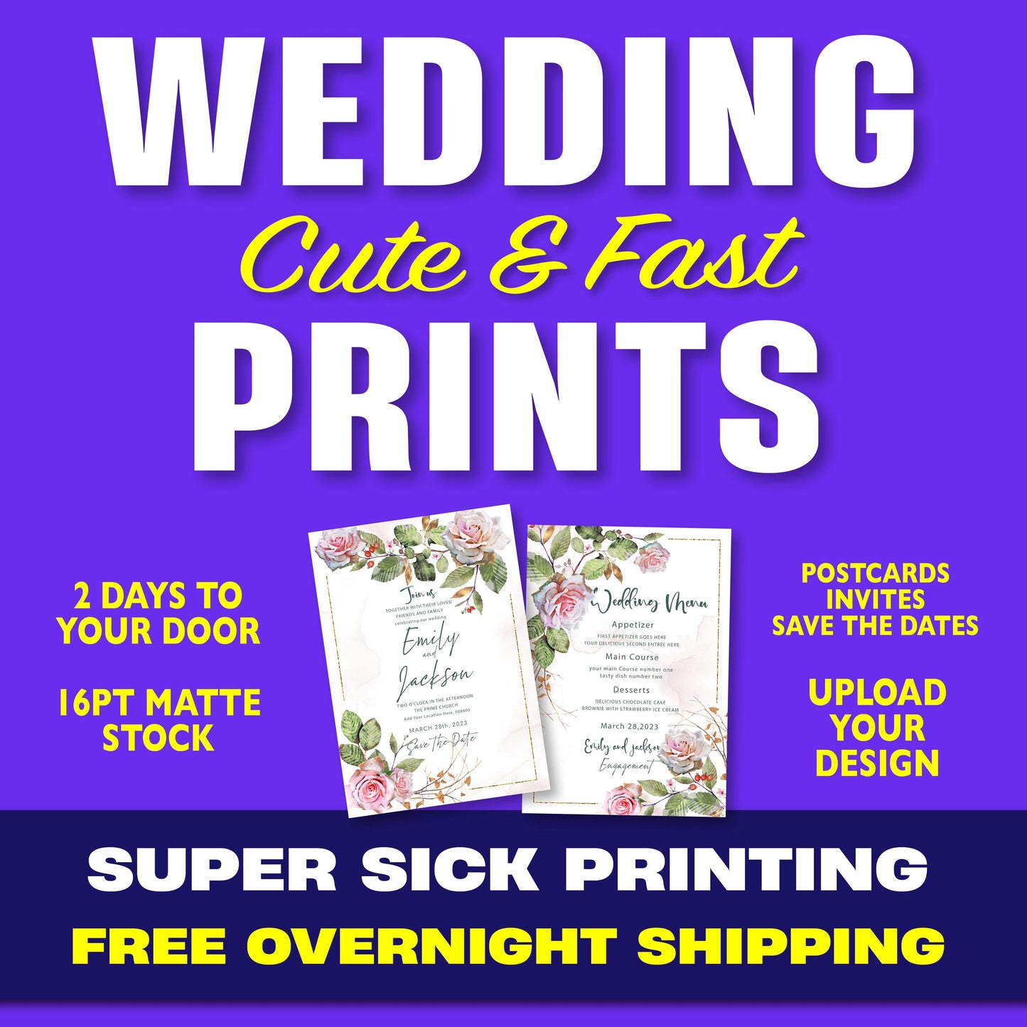 Custom Wedding Invites - Matte - detail view