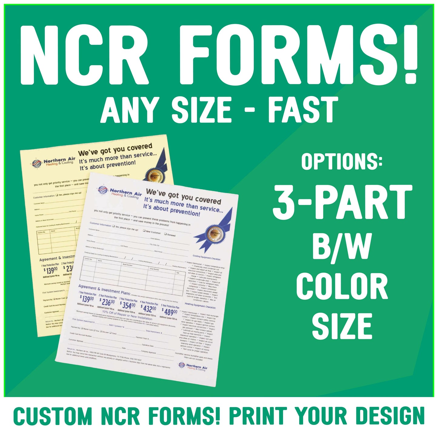 Custom 3-Part NCR Forms: Business Invoices, Receipts