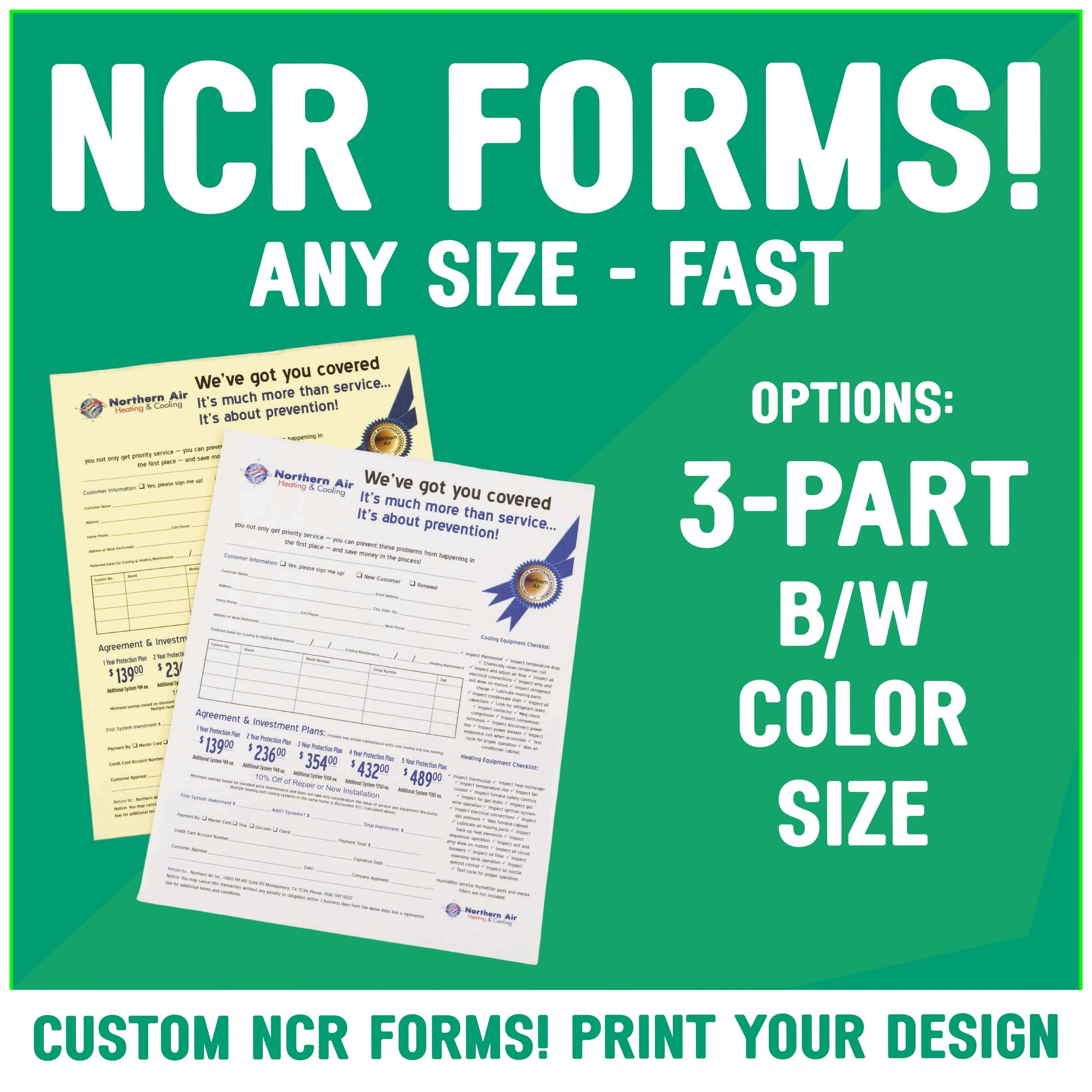 Custom 3-Part NCR Forms: Business Invoices, Receipts