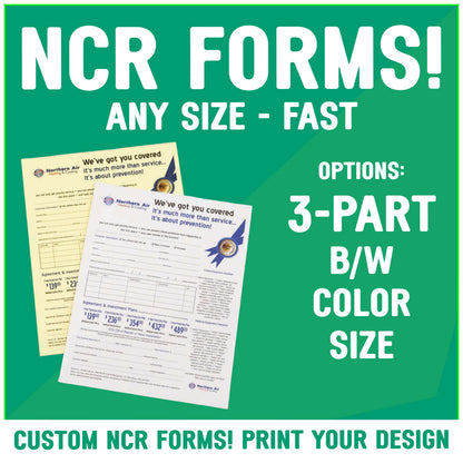 Custom 3-Part NCR Forms: Business Invoices, Receipts