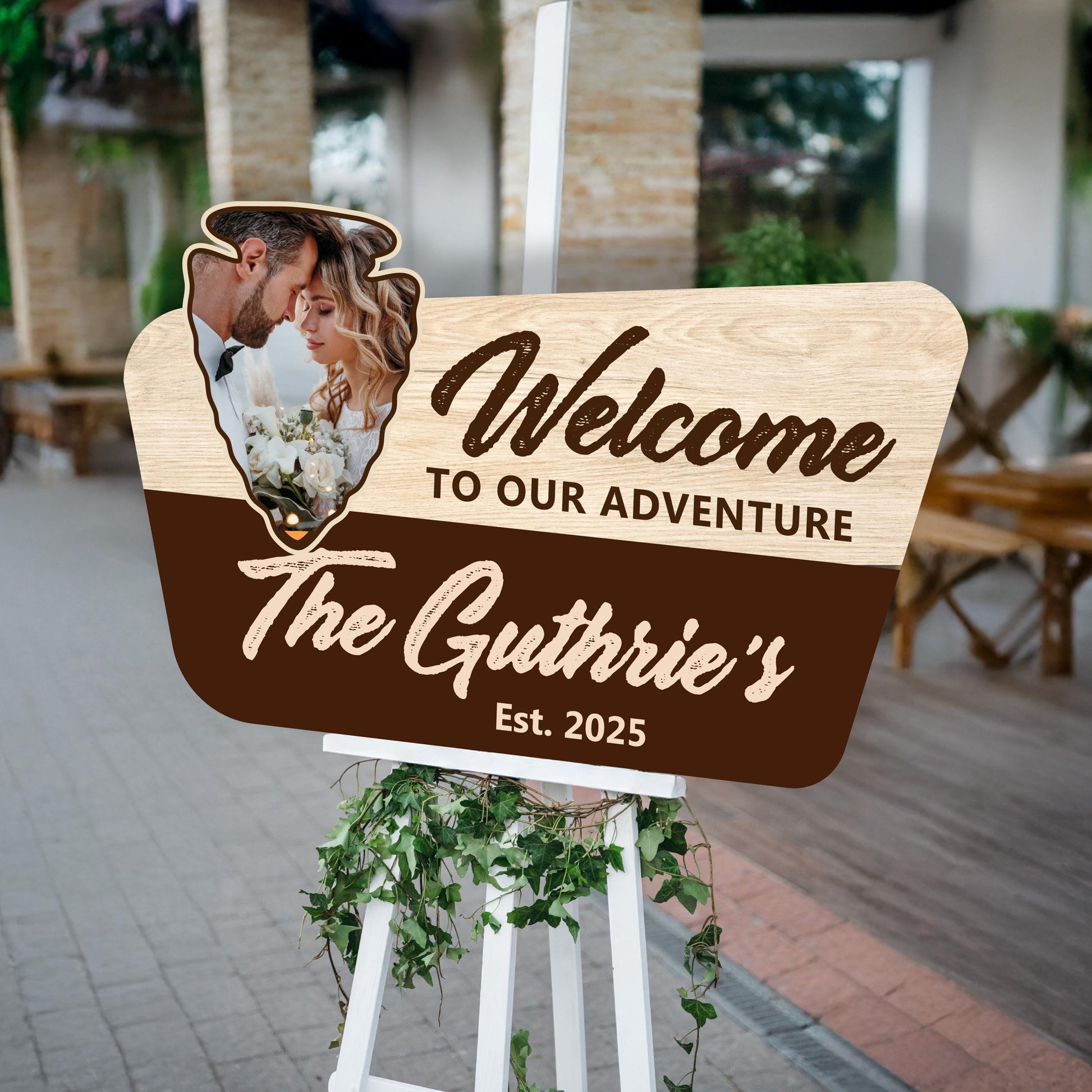 Custom Adventure Wedding Welcome Sign: Photo Upload, super cute