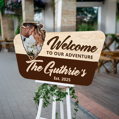 Custom Adventure Wedding Welcome Sign: Photo Upload, super cute