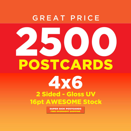 Custom Glossy Postcards: 2500qty, 4x6 Double-Sided Printing