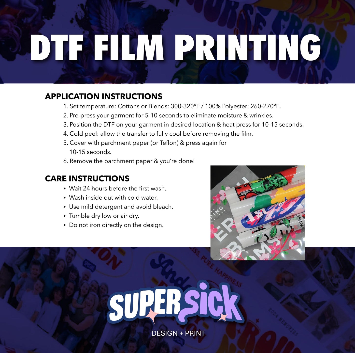 Custom DTF Film Gang Sheets - close-up detail