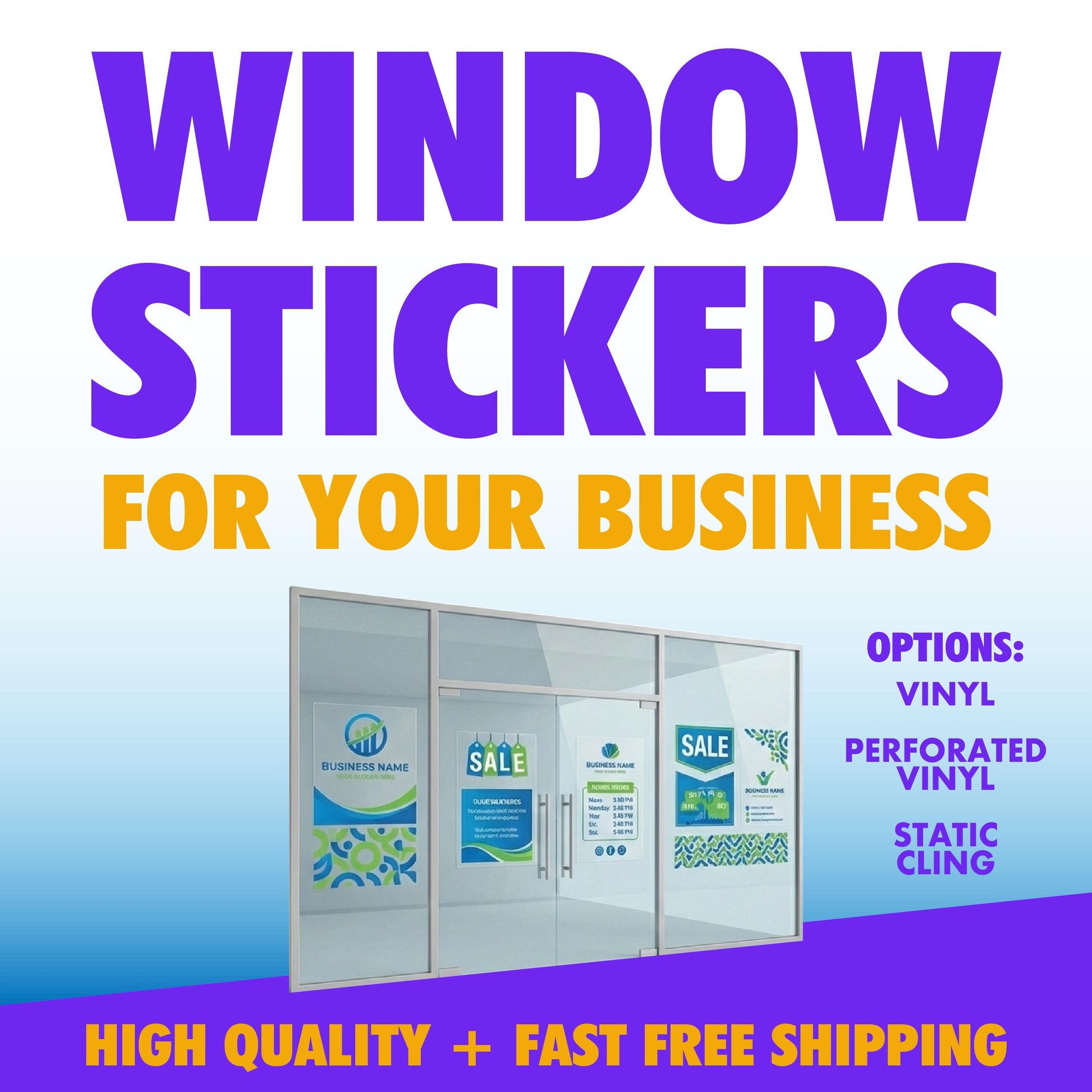 Custom Perforated Door and Window Decals, Perforated Vinyl, Static Cling - main product photo