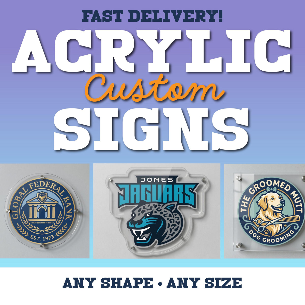Custom acrylic sign by Super Sick Printing
